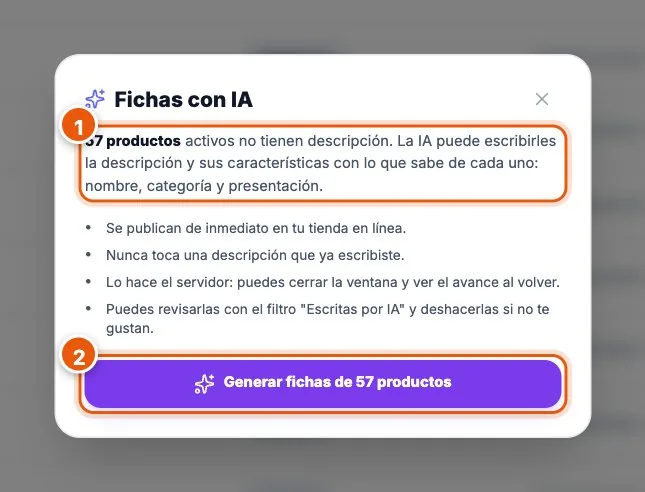Fichas con IA en MAI Store